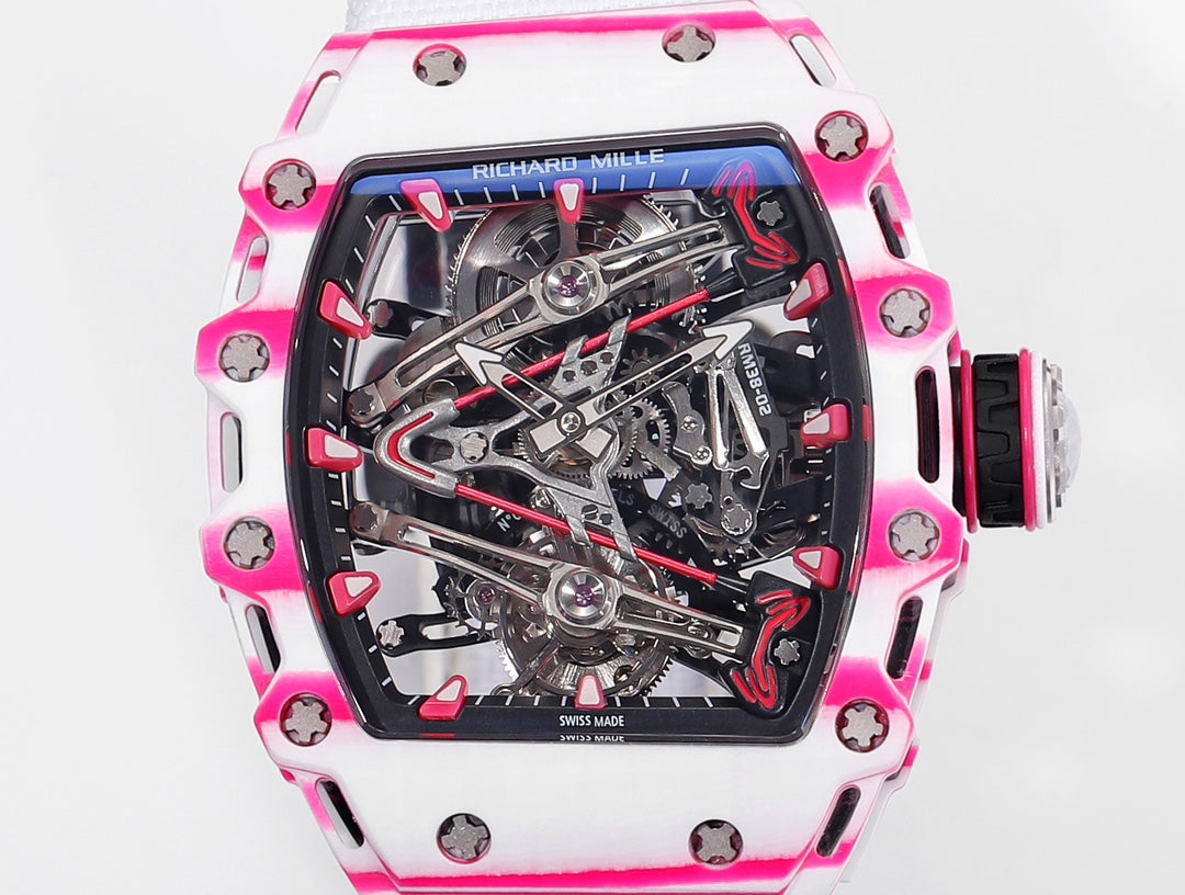 Richard Mille Bubba Watson Tourbillon RM38-02 1:1 Mejor Edición Tela Velcro Correa Blanca