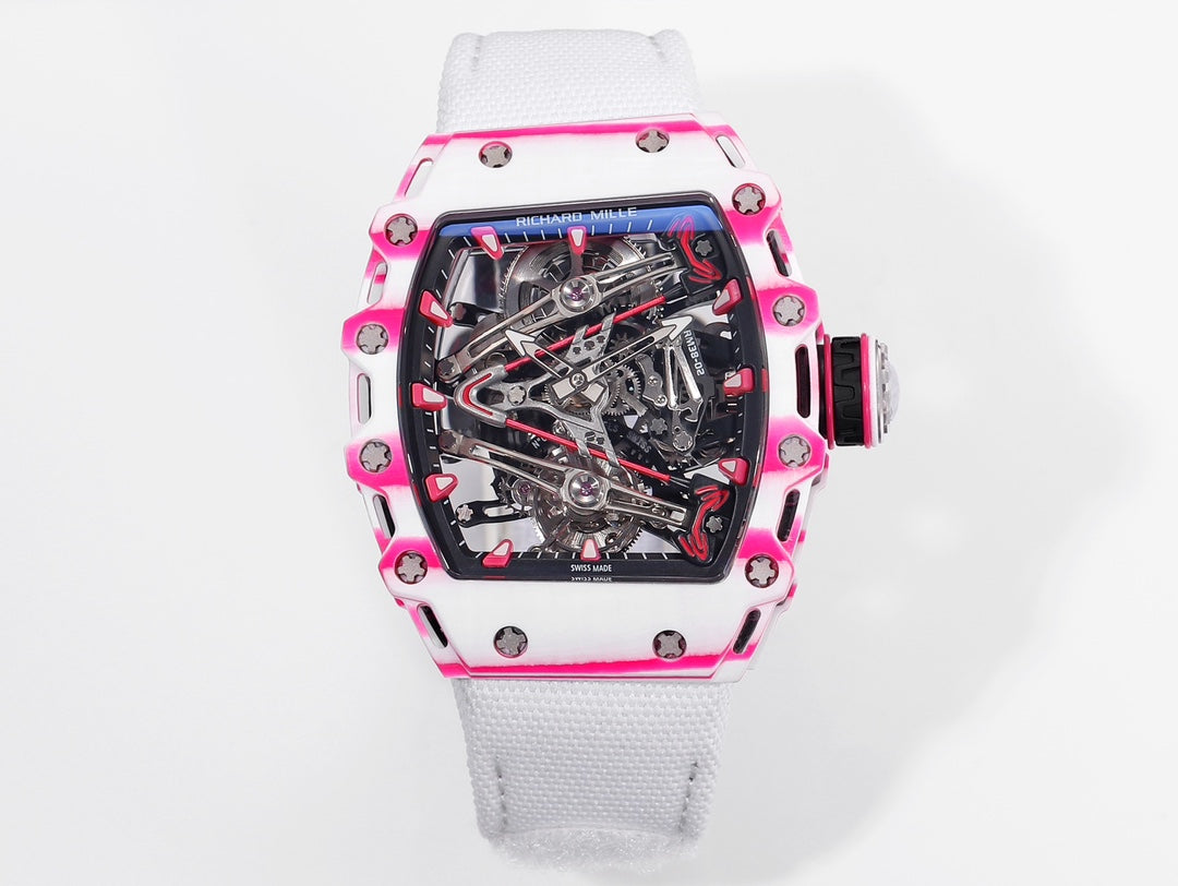 Richard Mille Bubba Watson Tourbillon RM38-02 1:1 Mejor Edición Tela Velcro Correa Blanca