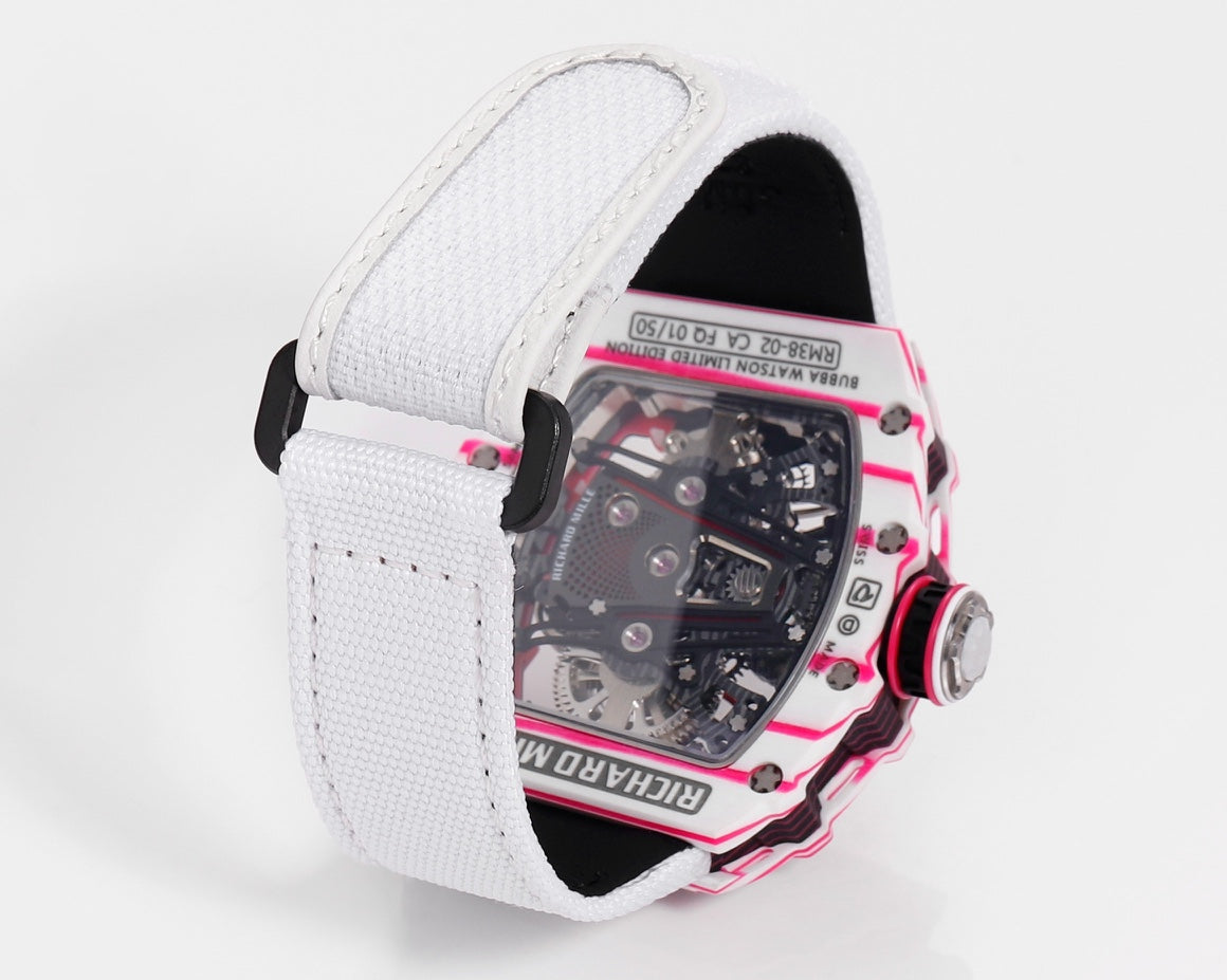 Richard Mille Bubba Watson Tourbillon RM38-02 1:1 Mejor Edición Tela Velcro Correa Blanca