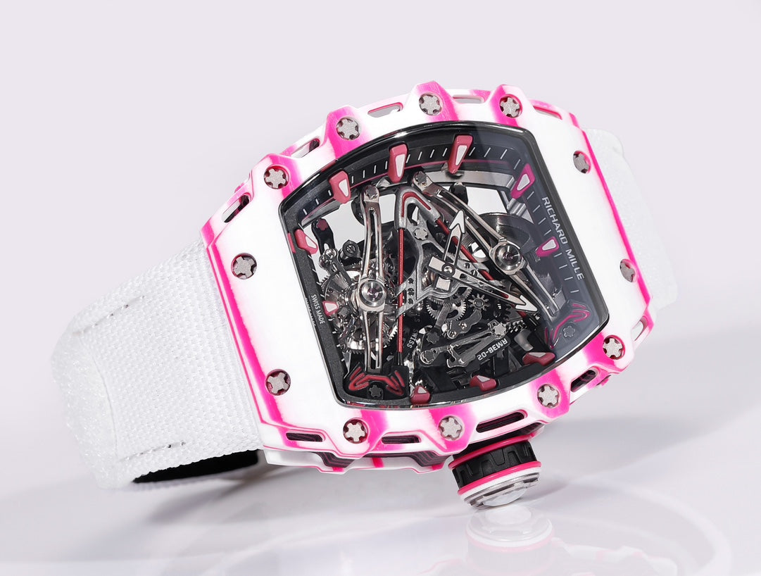 Richard Mille Bubba Watson Tourbillon RM38-02 1:1 Mejor Edición Tela Velcro Correa Blanca