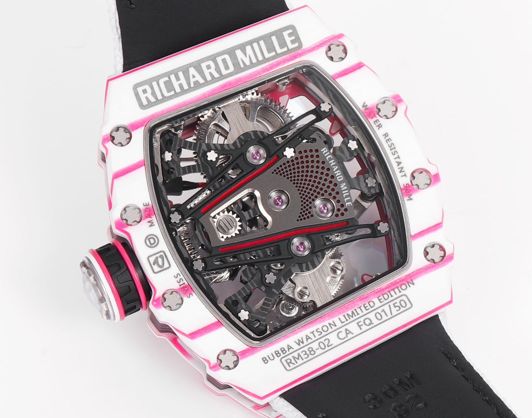 Richard Mille Bubba Watson Tourbillon RM38-02 1:1 Mejor Edición Tela Velcro Correa Blanca