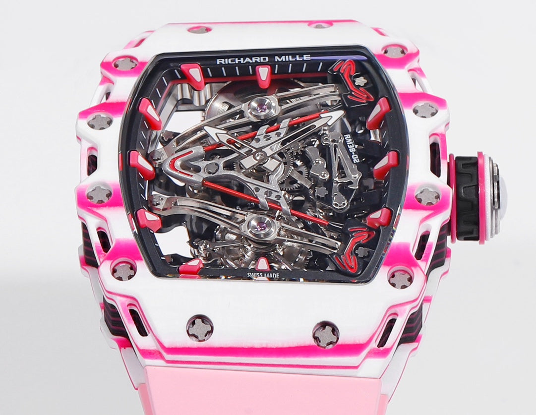 Richard Mille Bubba Watson Tourbillon RM38-02  1:1 Best Edition Pink Rubber Strap