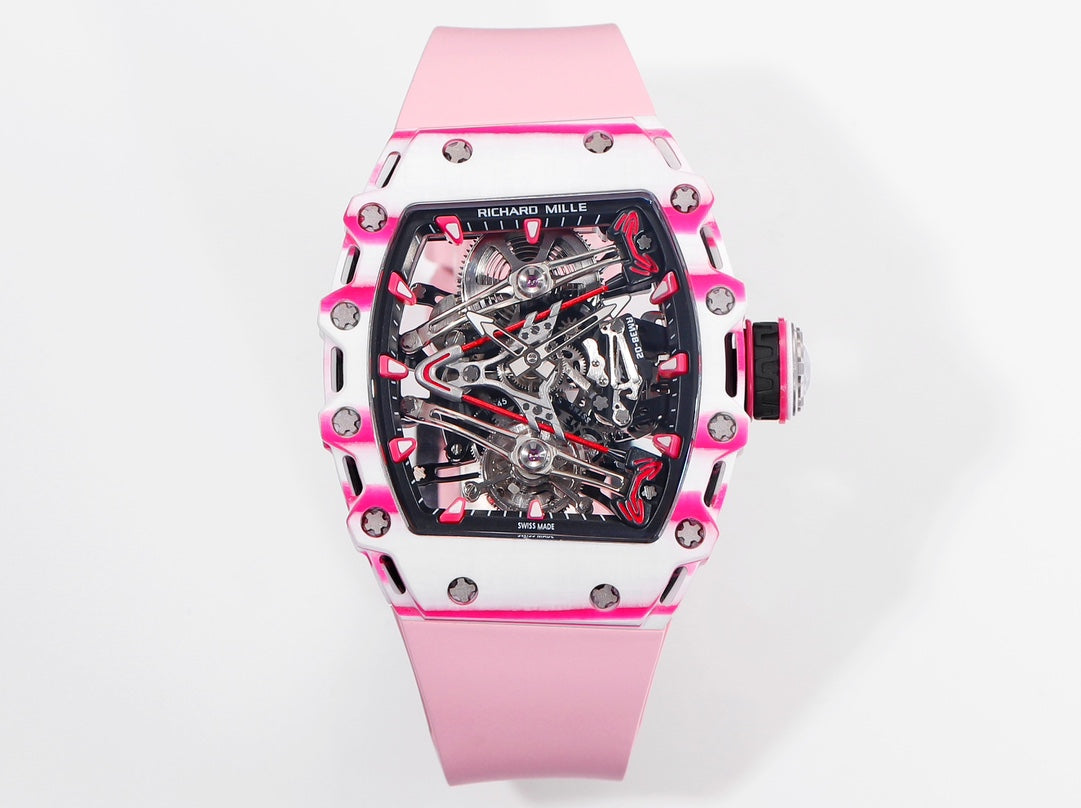 Richard Mille Bubba Watson Tourbillon RM38-02  1:1 Best Edition Pink Rubber Strap