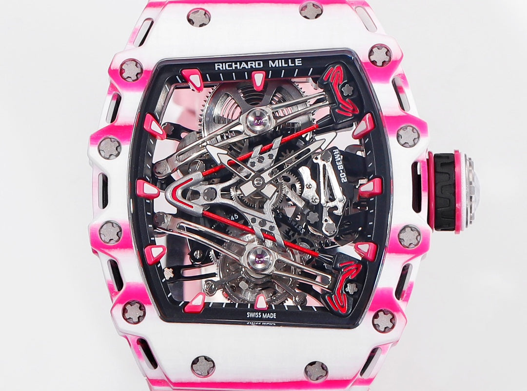 Richard Mille Bubba Watson Tourbillon RM38-02 1:1 Best Edition cinturino in caucciù rosa