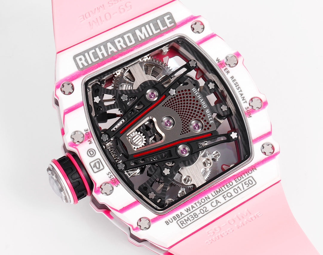 Richard Mille Bubba Watson Tourbillon RM38-02 1:1 Best Edition cinturino in caucciù rosa