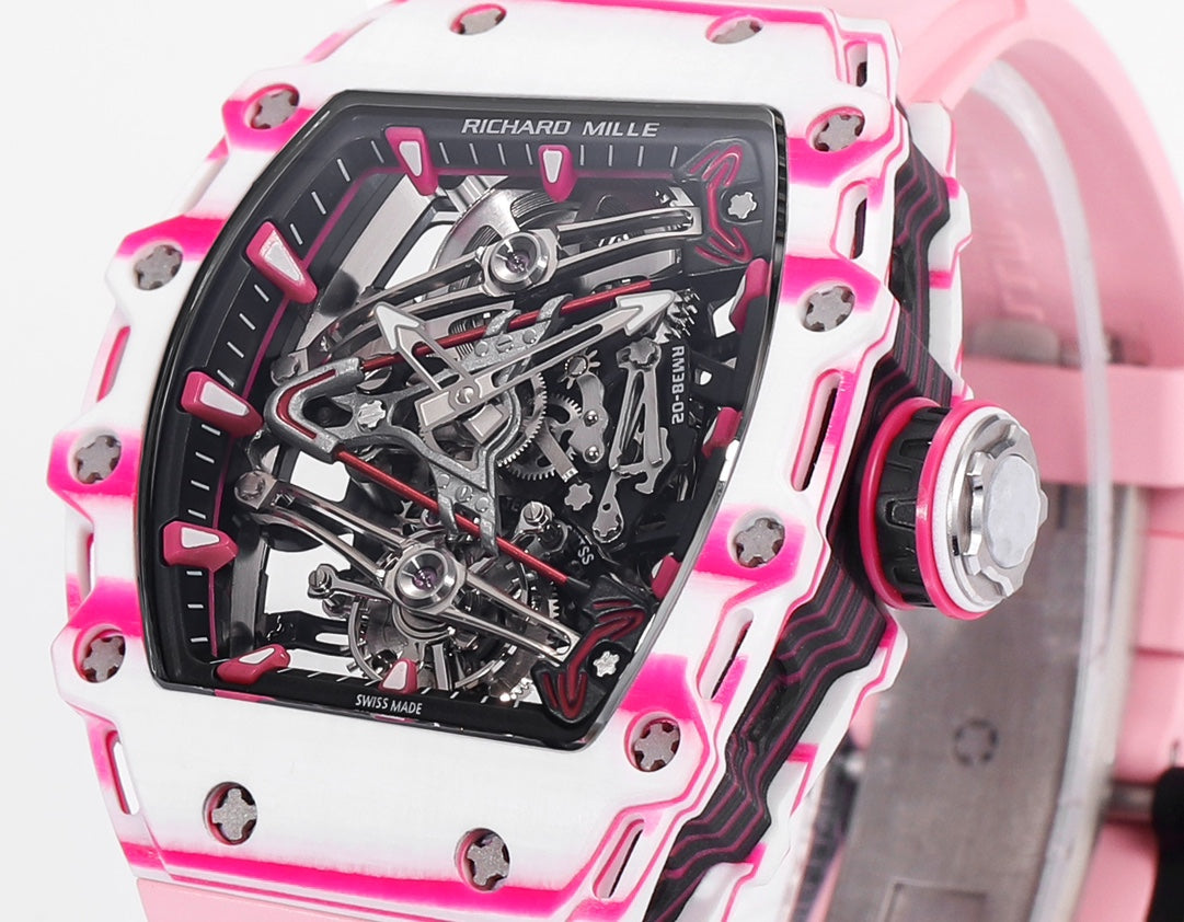 Richard Mille Bubba Watson Tourbillon RM38-02  1:1 Best Edition Pink Rubber Strap