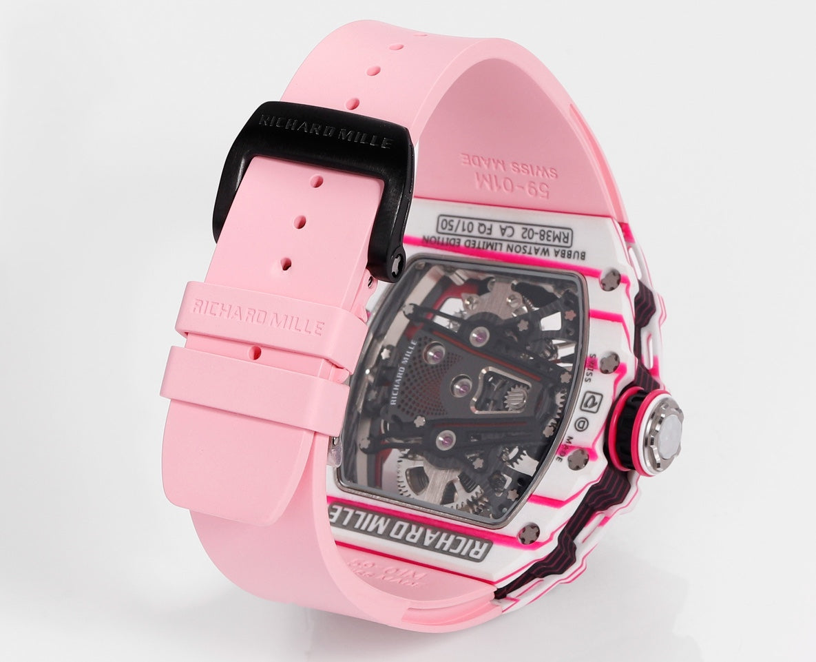 Richard Mille Bubba Watson Tourbillon RM38-02  1:1 Best Edition Pink Rubber Strap