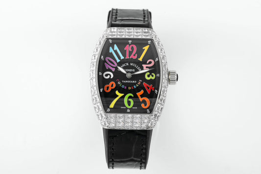 Franck Muller V32 Donna Yachting 1:1 Best Edition ABF Factory Square Diamond Gypsophila Nero