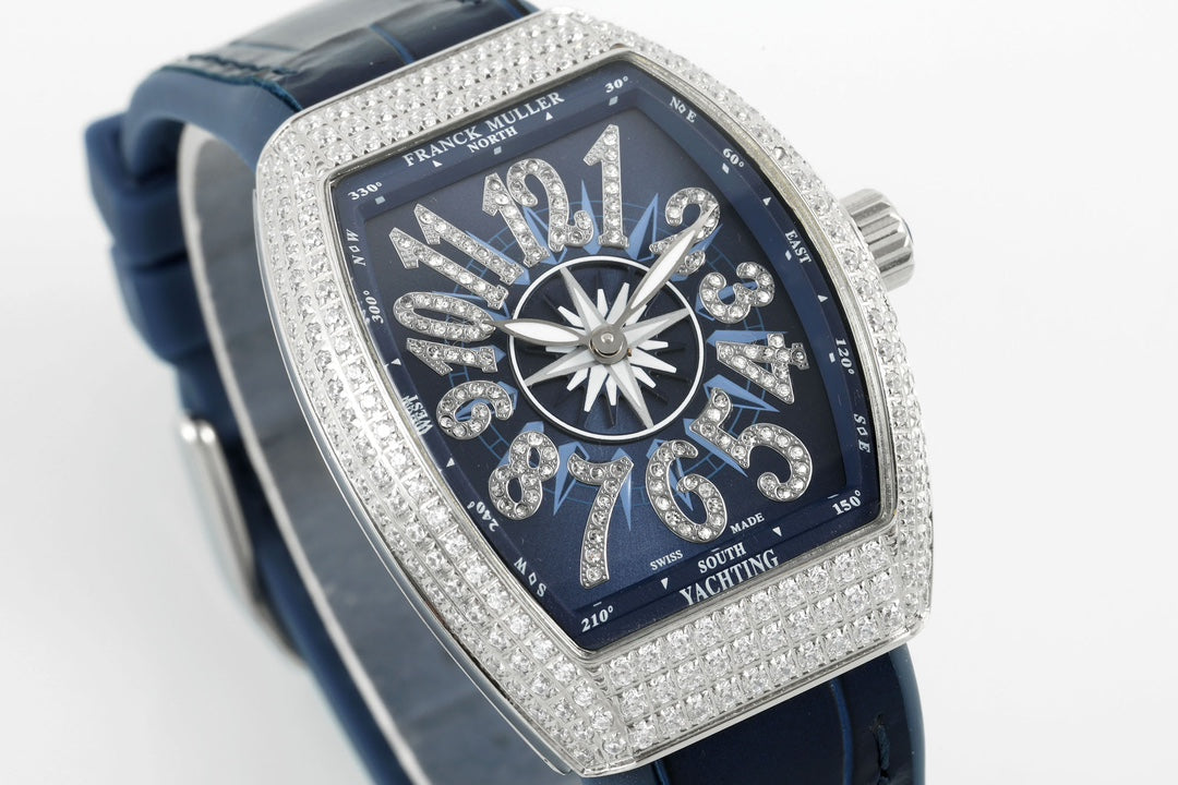 Franck Muller V32 Women's Yachting 1:1 Best Edition ABF Factory Square Diamond Gypsophila Blue