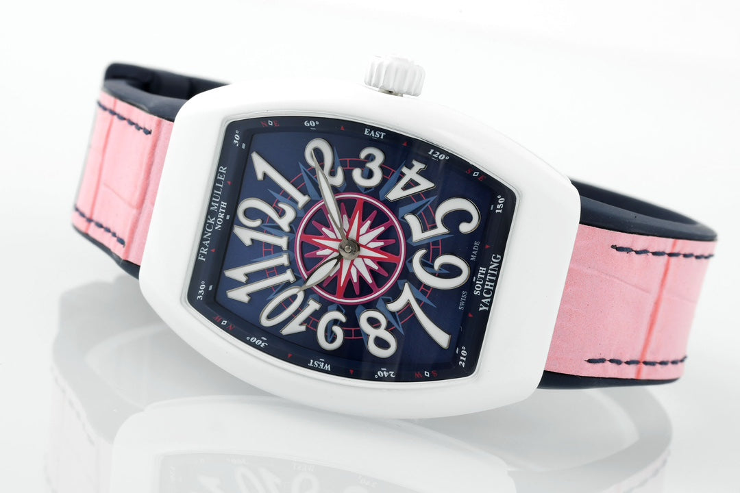 Reloj de mujer Franck Muller V32 Yachting 1:1 Best Edition ABF Factory con correa de caucho rosa