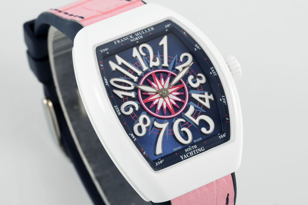 Reloj de mujer Franck Muller V32 Yachting 1:1 Best Edition ABF Factory con correa de caucho rosa