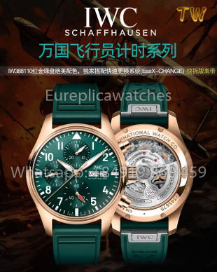 Orologio cronografo IWC Pilot IW388110 da 41 mm, 1:1, quadrante verde, migliore clone, TW Factory