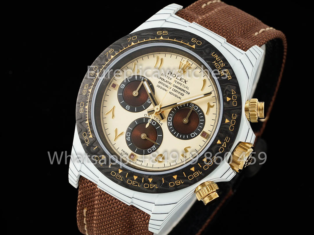 Rolex Daytona Desert Eagle Bianco Carbonio 1:1 Miglior Clone Diw Custom 4130 Movimento