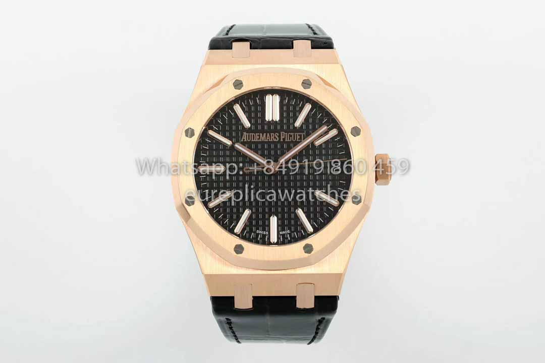 Audemars Piguet Royal Oak 15510ST di IPF Factory 1:1 miglior clone quadrante nero cinturino in pelle