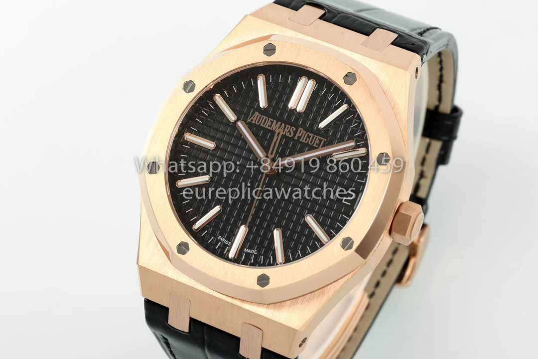 Audemars Piguet Royal Oak 15510ST di IPF Factory 1:1 miglior clone quadrante nero cinturino in pelle