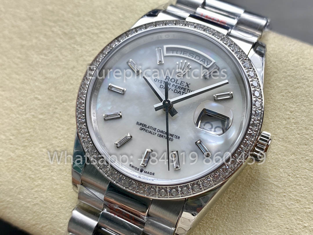 Rolex Day Date m128399tbr-0029 Oro blanco 1:1 Mejor clon 8+ Versión de contrapeso de fábrica