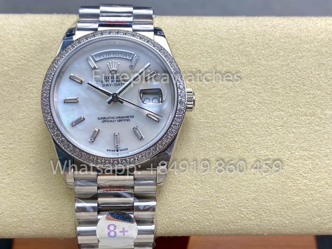 Rolex Day Date m128399tbr-0029 Oro blanco 1:1 Mejor clon 8+ Versión de contrapeso de fábrica