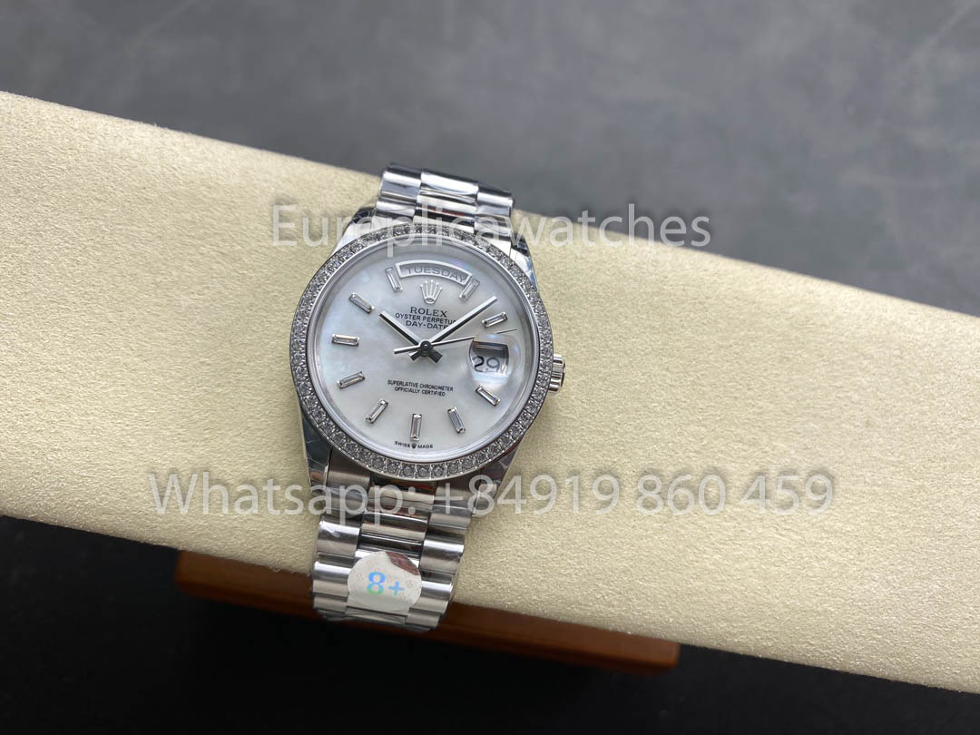 Rolex Day Date m128399tbr-0029 Oro blanco 1:1 Mejor clon 8+ Versión de contrapeso de fábrica