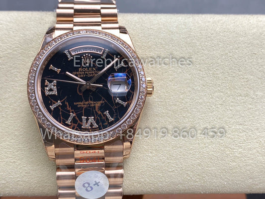 Rolex Day Date M128345RBR-0044 Oro Rosa 1:1 Miglior Clone 8+ Versione Contrappeso di Fabbrica