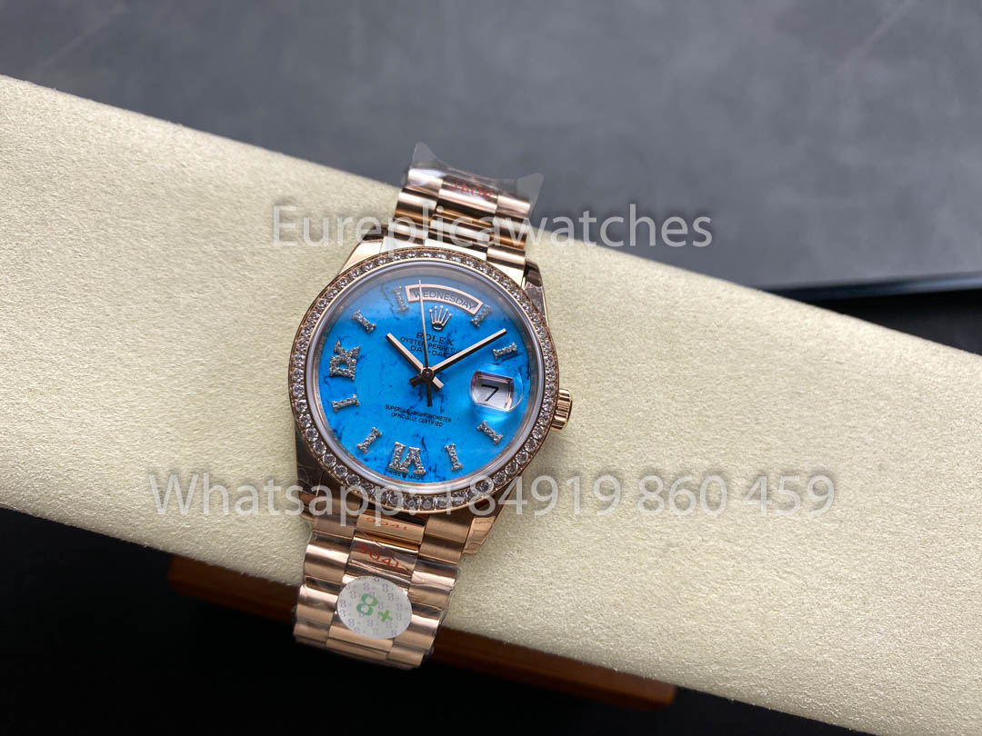 Rolex Day Date 128395TBR-0018 Turquoise Dial  1:1 Best Clone 8+ Factory Counterweight Version