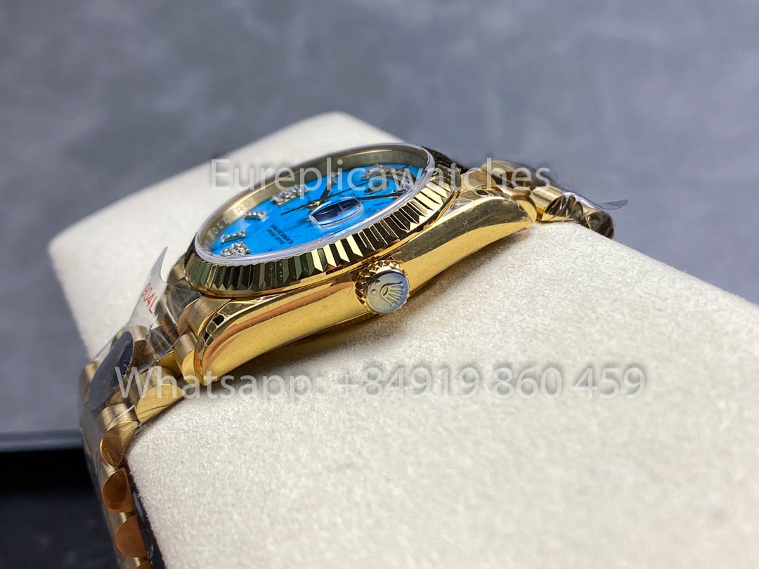 Rolex Day Date 128238-0071 Turquoise Dial  1:1 Best Clone 8+ Factory Counterweight Version