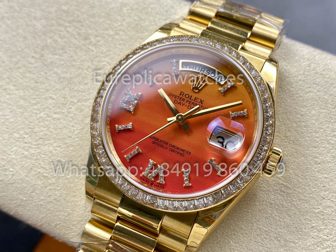 Rolex Day Date 128398TBR-0018 Yellow Gold  1:1 Best Clone 8+ Factory Counterweight Version