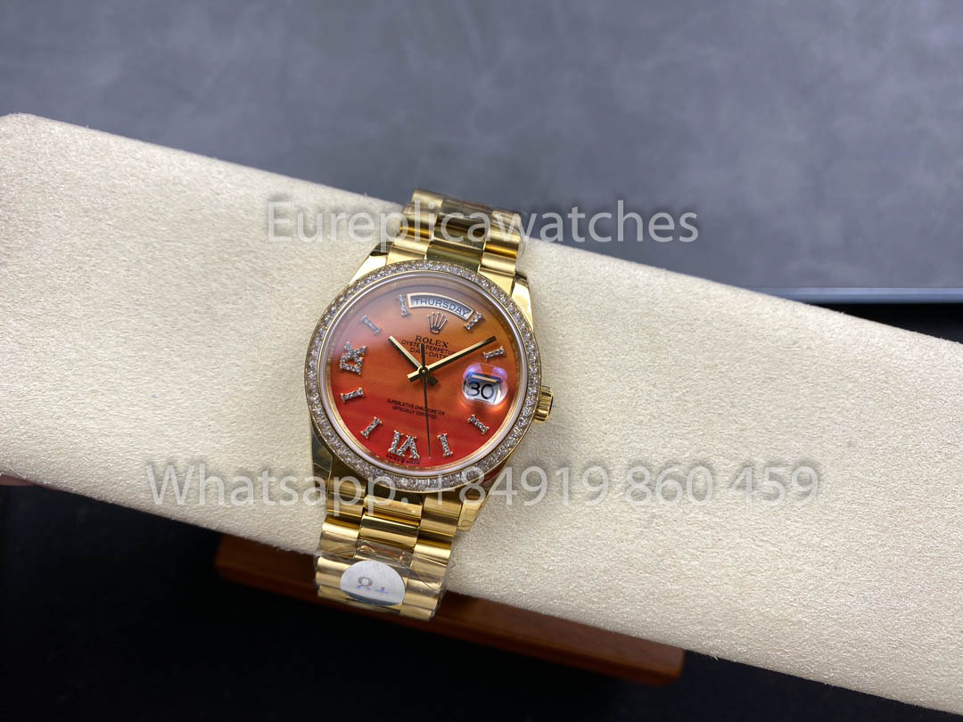 Rolex Day Date 128398TBR-0018 Yellow Gold  1:1 Best Clone 8+ Factory Counterweight Version