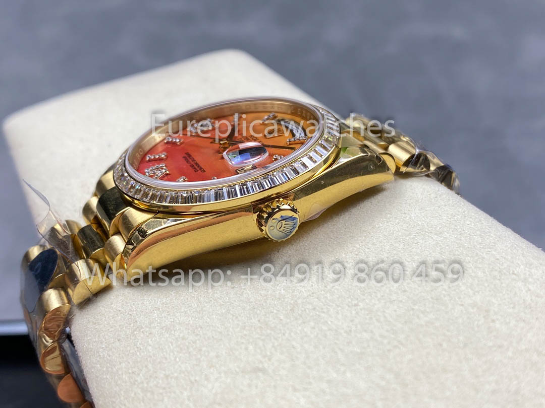 Rolex Day Date 128398TBR-0018 Yellow Gold  1:1 Best Clone 8+ Factory Counterweight Version