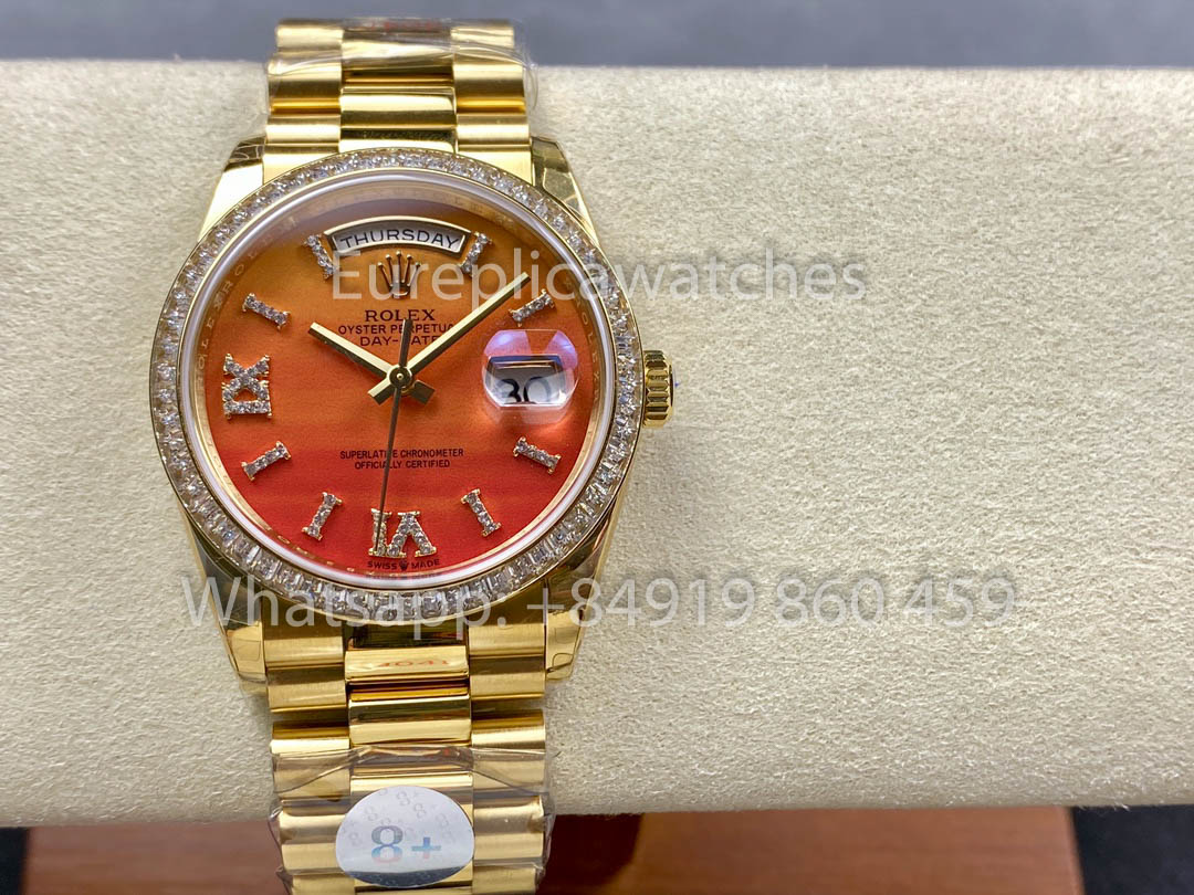 Rolex Day Date 128398TBR-0018 Oro amarillo 1:1 Mejor clon 8+ Versión de contrapeso de fábrica