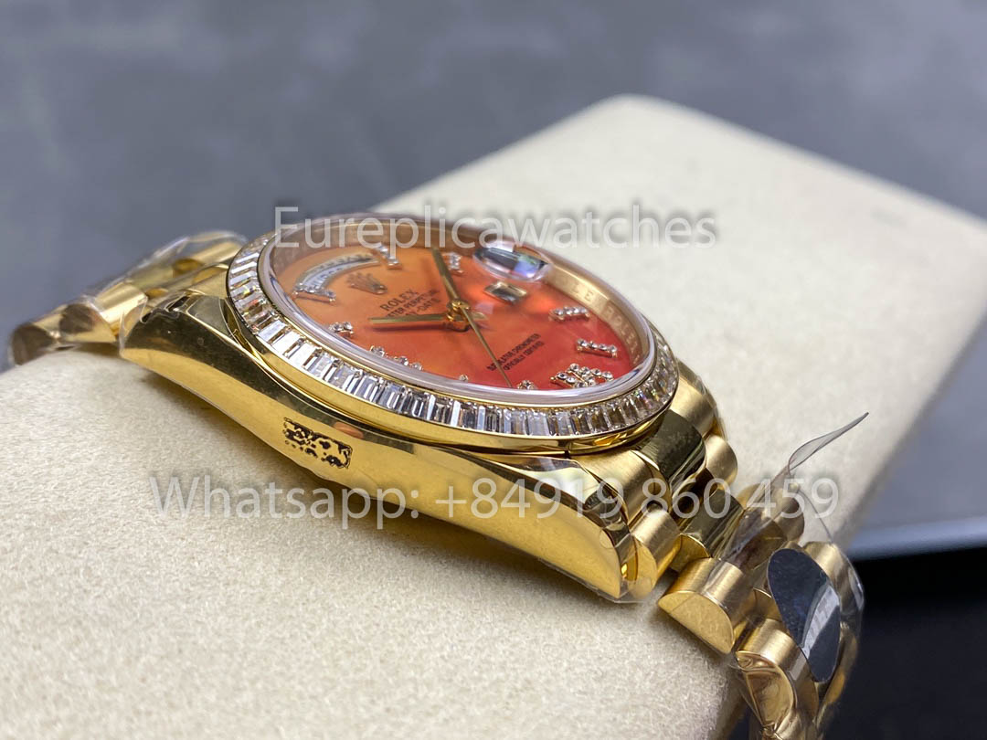 Rolex Day Date 128398TBR-0018 Yellow Gold  1:1 Best Clone 8+ Factory Counterweight Version