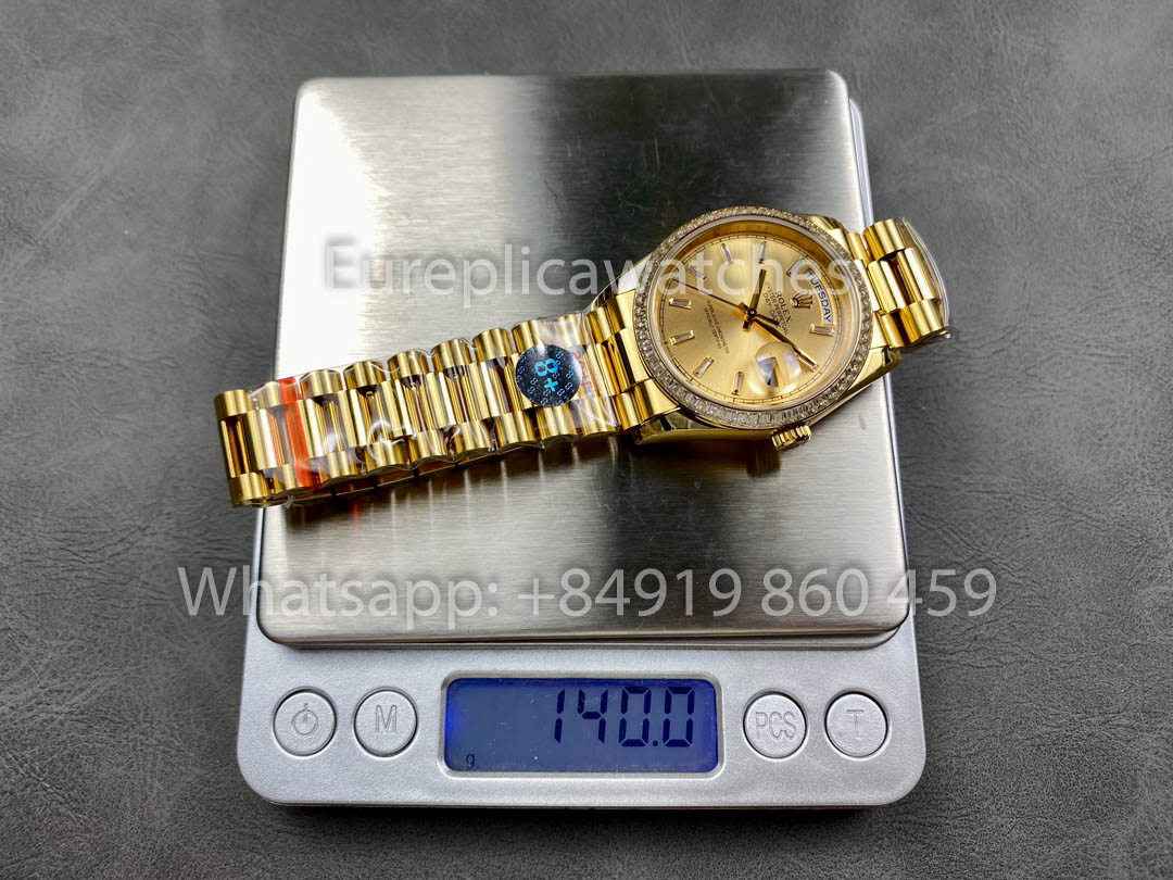 Rolex Day Date 128238 Yellow Gold  1:1 Best Clone 8+ Factory Counterweight Version