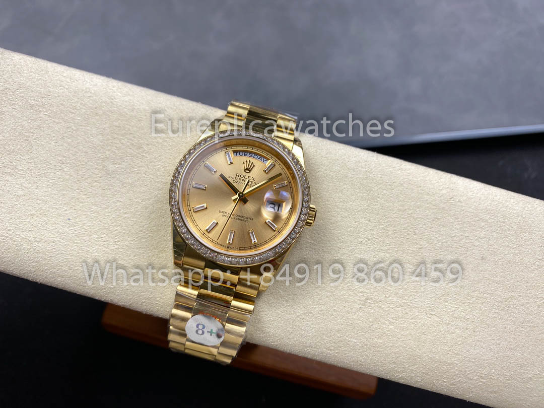 Rolex Day Date 128238 Yellow Gold  1:1 Best Clone 8+ Factory Counterweight Version