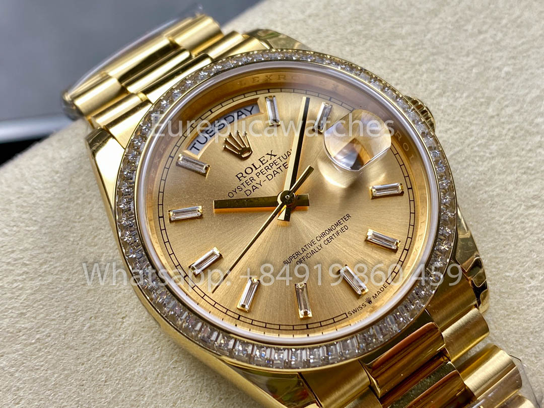 Rolex Day Date 128238 Yellow Gold  1:1 Best Clone 8+ Factory Counterweight Version