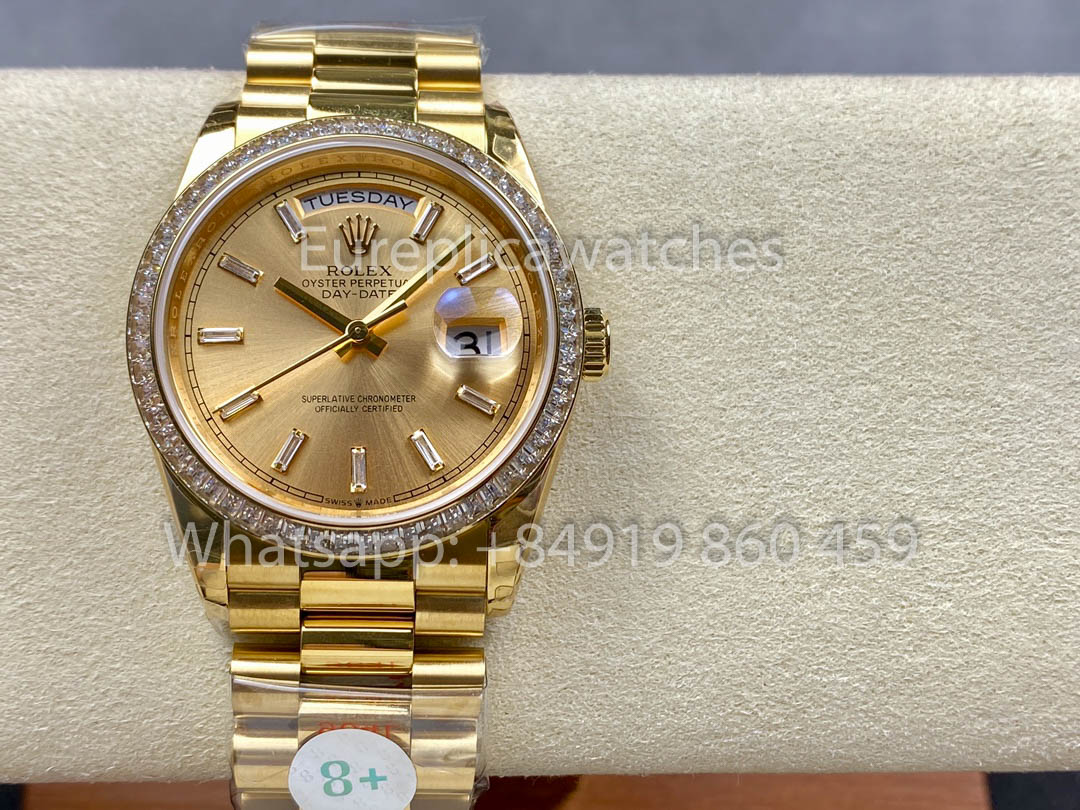 Rolex Day Date 128238 Yellow Gold  1:1 Best Clone 8+ Factory Counterweight Version