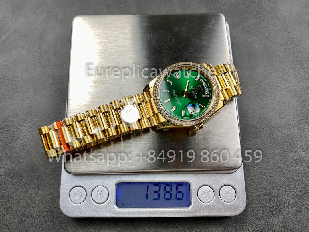 Rolex Day Date 128398TBR-0035 Oro Giallo 1:1 Miglior Clone 8+ Versione Contrappeso di Fabbrica