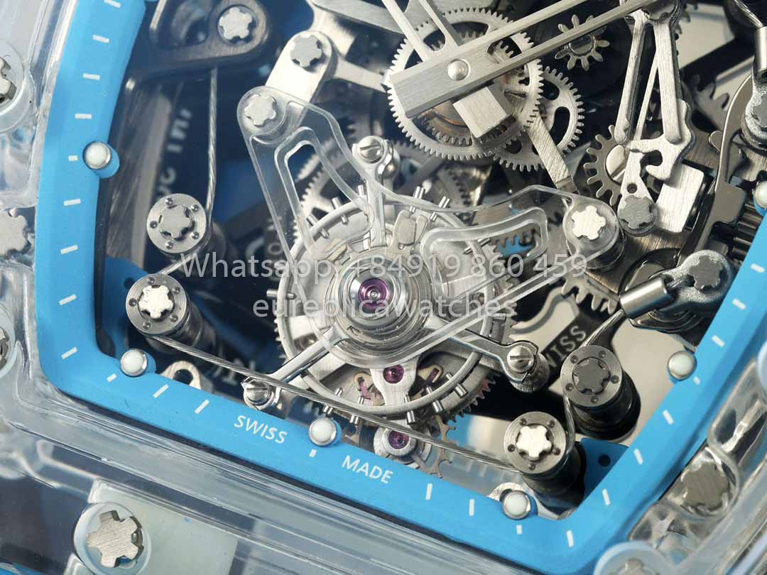 Richard Mille RM 56-02 Tourbillon 1:1 Miglior Clone RM Factory Quadrante Blu e Cinturino Blu Cassa in Zaffiro