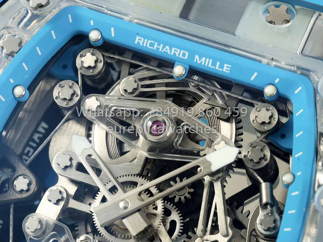 Richard Mille RM 56-02 Tourbillon 1:1 Miglior Clone RM Factory Quadrante Blu e Cinturino Blu Cassa in Zaffiro