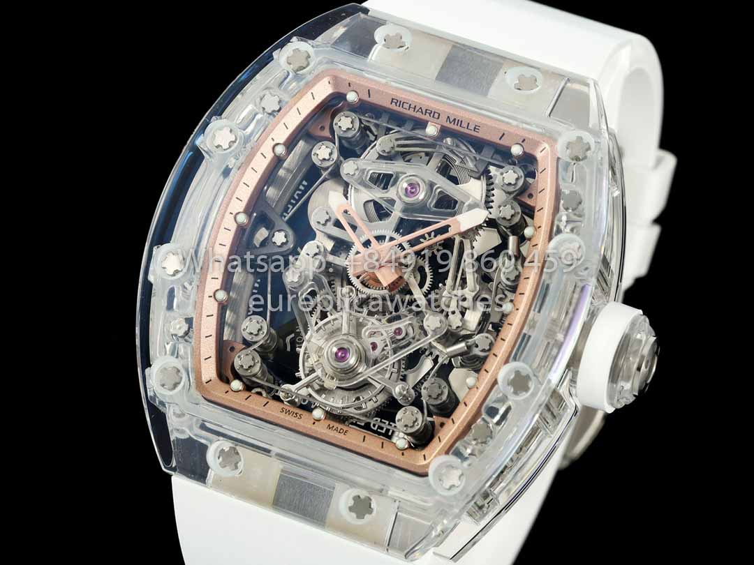 Richard Mille RM 56-02 Tourbillon 1:1 Miglior Clone RM Factory Quadrante Oro Rosa Cassa Zaffiro