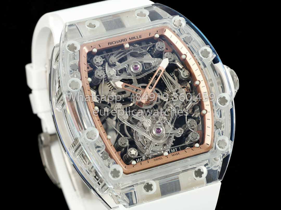 Richard Mille RM 56-02 Tourbillon 1:1 Miglior Clone RM Factory Quadrante Oro Rosa Cassa Zaffiro