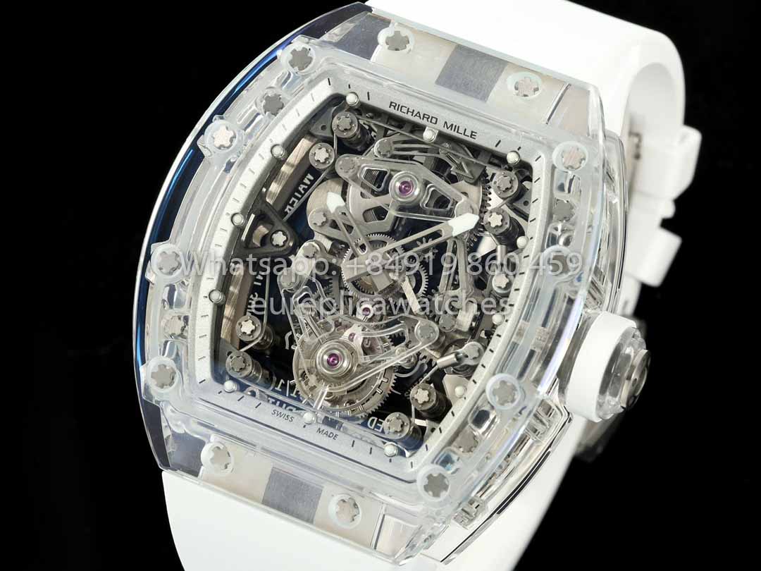 Richard Mille RM 56-02 Tourbillon 1:1 Miglior Clone RM Factory Quadrante Bianco e Cinturino Bianco