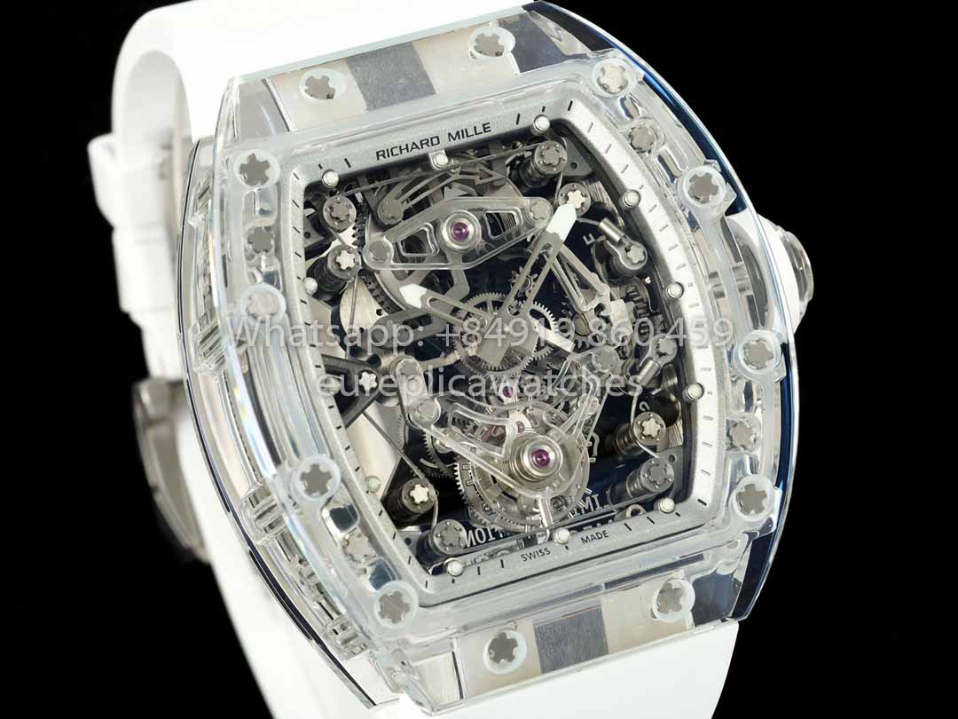 Richard Mille RM 56-02 Tourbillon 1:1 Miglior Clone RM Factory Quadrante Bianco e Cinturino Bianco