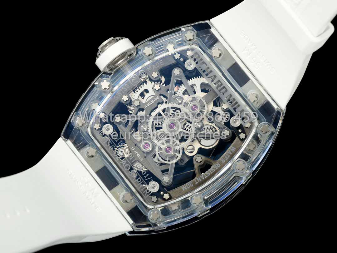 Richard Mille RM 56-02 Tourbillon 1:1 Miglior Clone RM Factory Quadrante Bianco e Cinturino Bianco