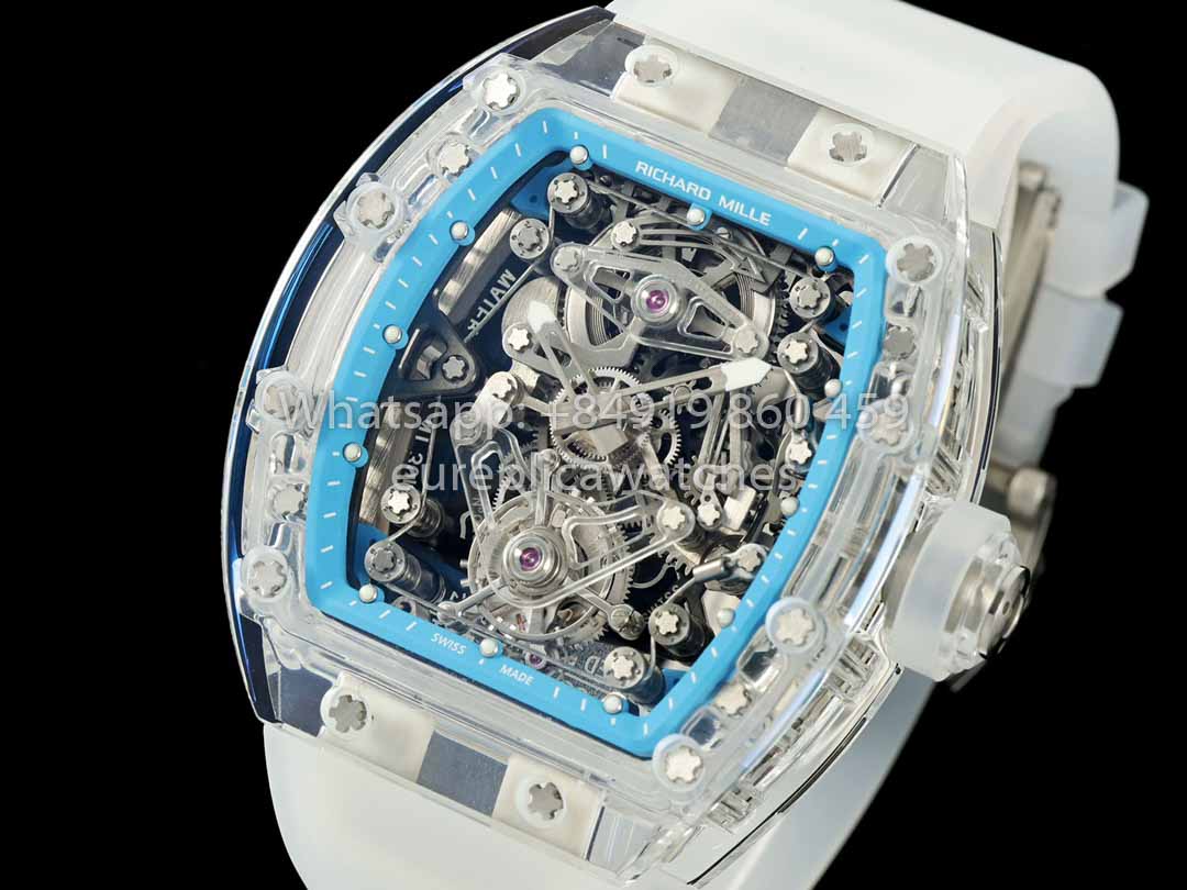 Richard Mille RM 56-02 Tourbillon 1:1 Miglior Clone RM Factory Cassa Trasparente Quadrante Blu