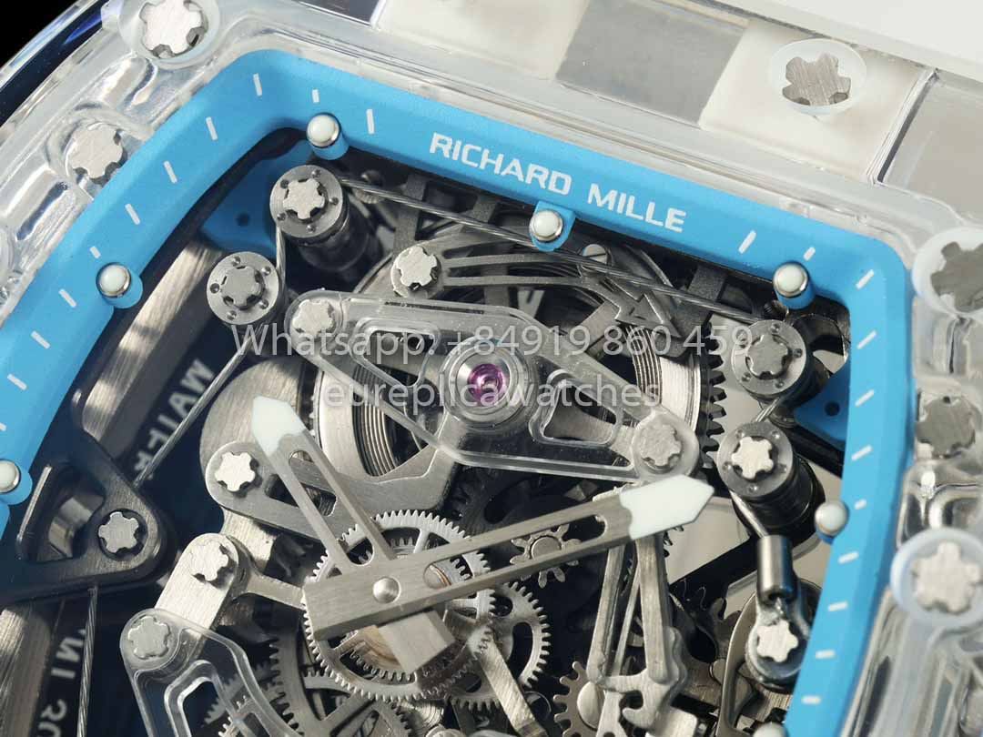 Richard Mille RM 56-02 Tourbillon 1:1 Best Clone RM Factory Transparent case Blue Dial