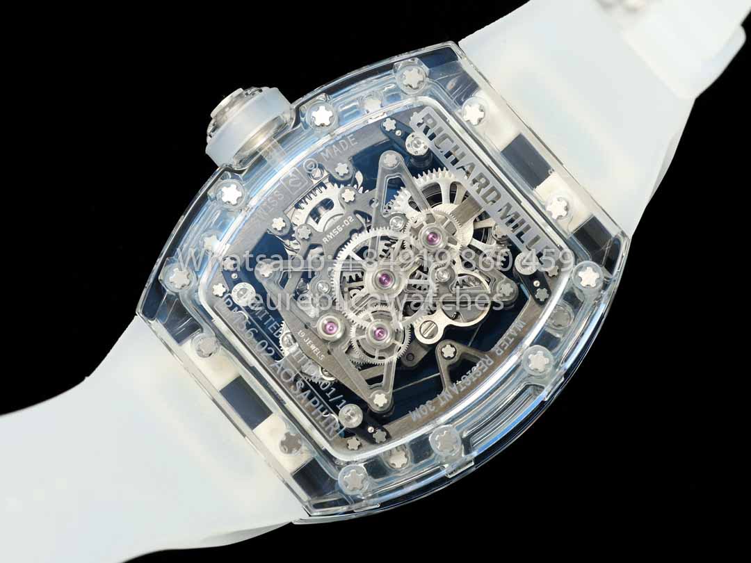 Richard Mille RM 56-02 Tourbillon 1:1 Miglior Clone RM Factory Cassa Trasparente Quadrante Blu