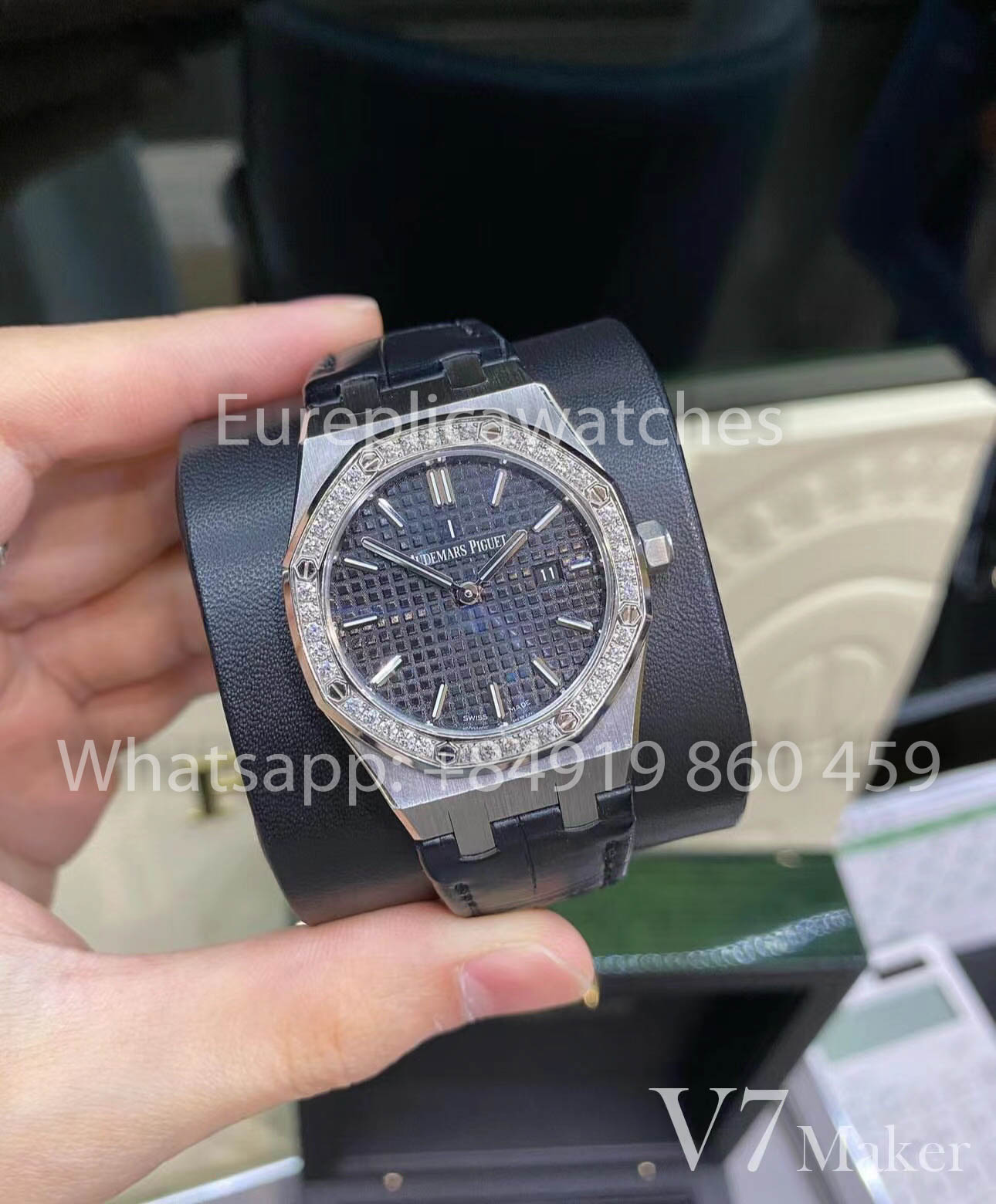 Audemars Piguet  67651OR Ladies’ Quartz Watch 1:1 Best Clone V7 Factory Blue Leather Strap