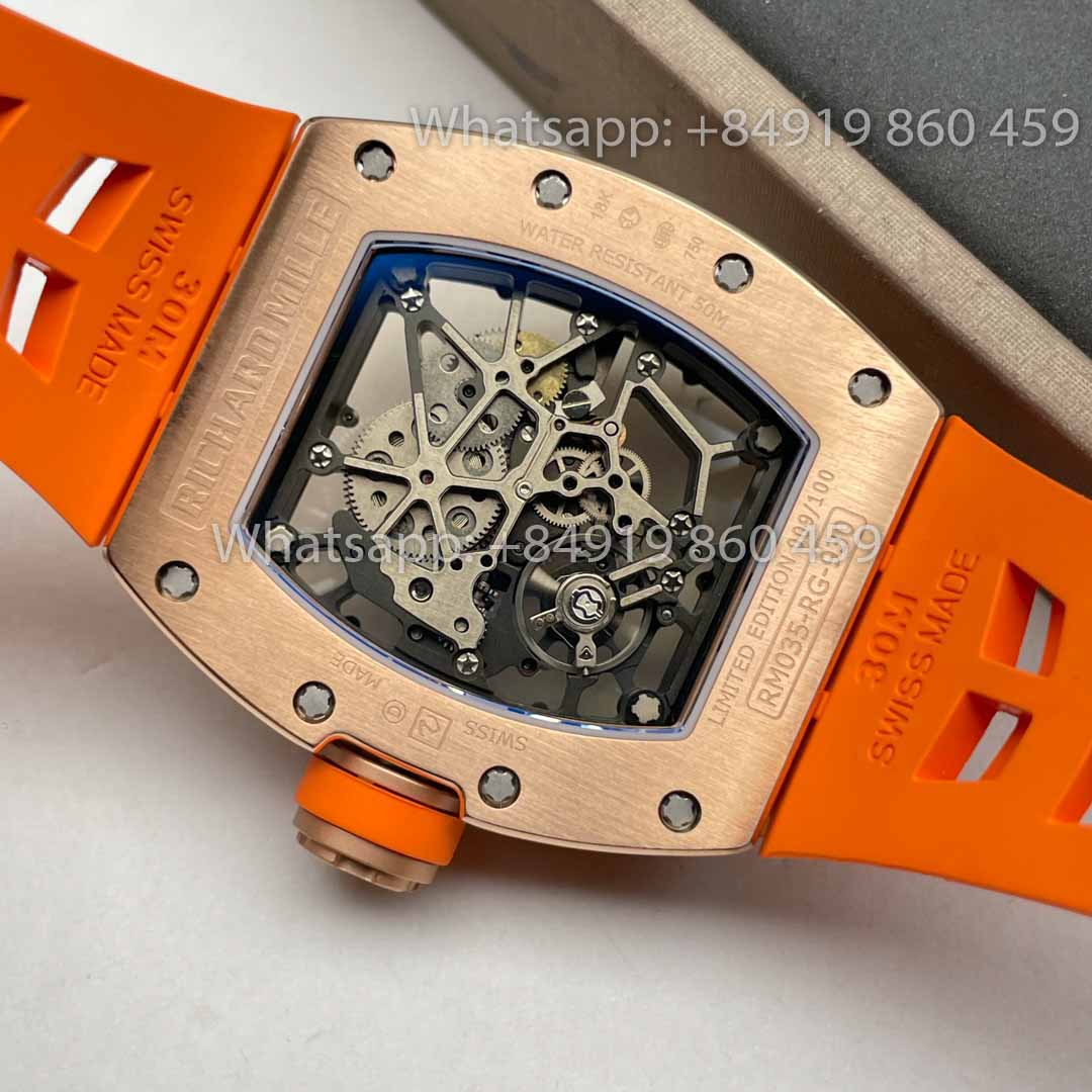 Richard Mille RM035 Toro Americas Edition Oro rosa e cinturino arancione 1:1 Miglior clone Sonic Factory