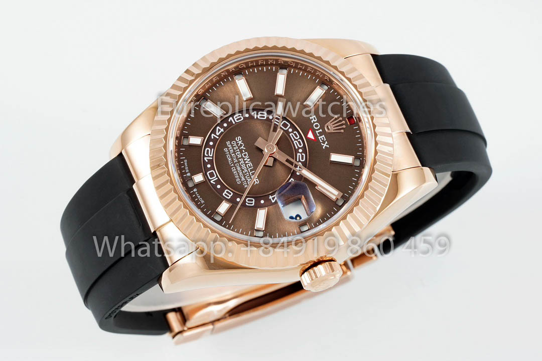 Rolex Oyster Perpetual Sky-Dweller M336239 Quadrante Cioccolato Oro Rosa 1:1 Miglior Clone ZF Factory 190 grammi