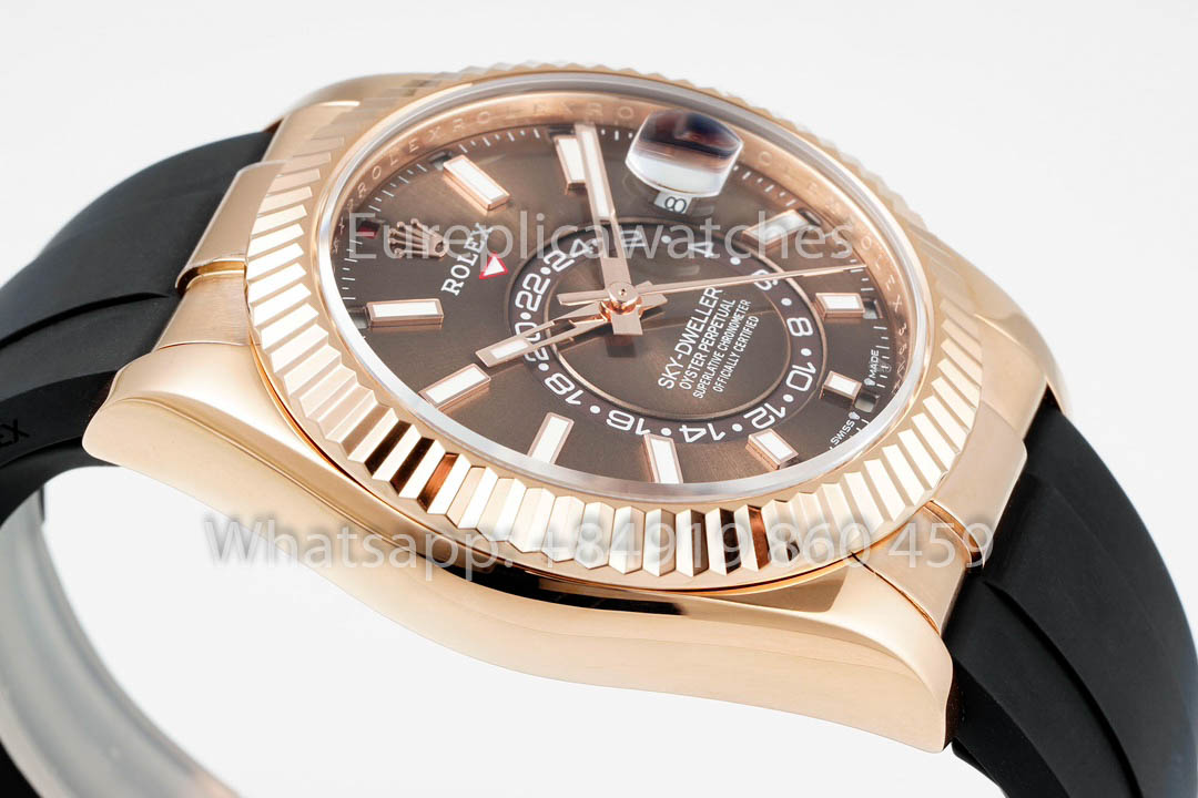 Rolex Oyster Perpetual Sky-Dweller M336239 Quadrante Cioccolato Oro Rosa 1:1 Miglior Clone ZF Factory 190 grammi