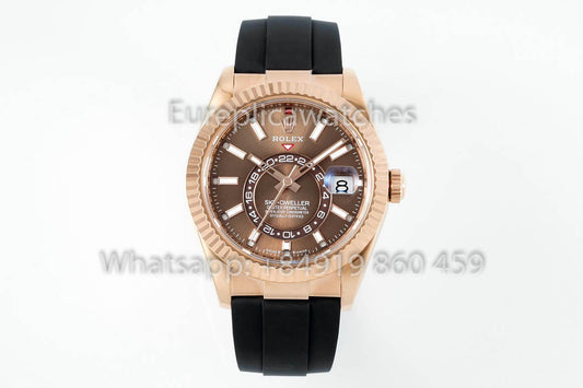 Rolex Oyster Perpetual Sky-Dweller M336239 Esfera chocolate Oro rosa 1:1 Mejor clon ZF Factory 190 gramos